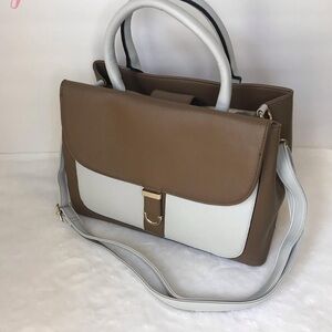 Elegant Brown and White Women's Handbag